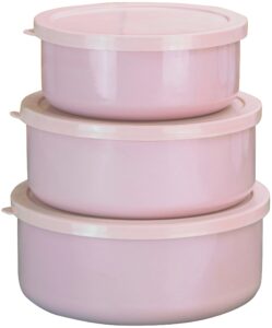 reston lloyd calypso basics storage 6 piece enamel on steel bowl set, small, pink