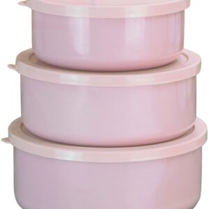 Reston Lloyd Calypso Basics Storage 6 Piece Enamel on Steel Bowl Set, Small, Pink