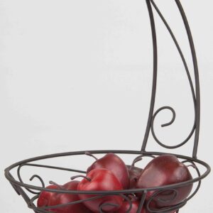 Home Basics Scroll Collection Steel Fruit Basket with Hanging Banana Tree, Perfect for Kitchen Countertop & Dining Room Table, Bronze