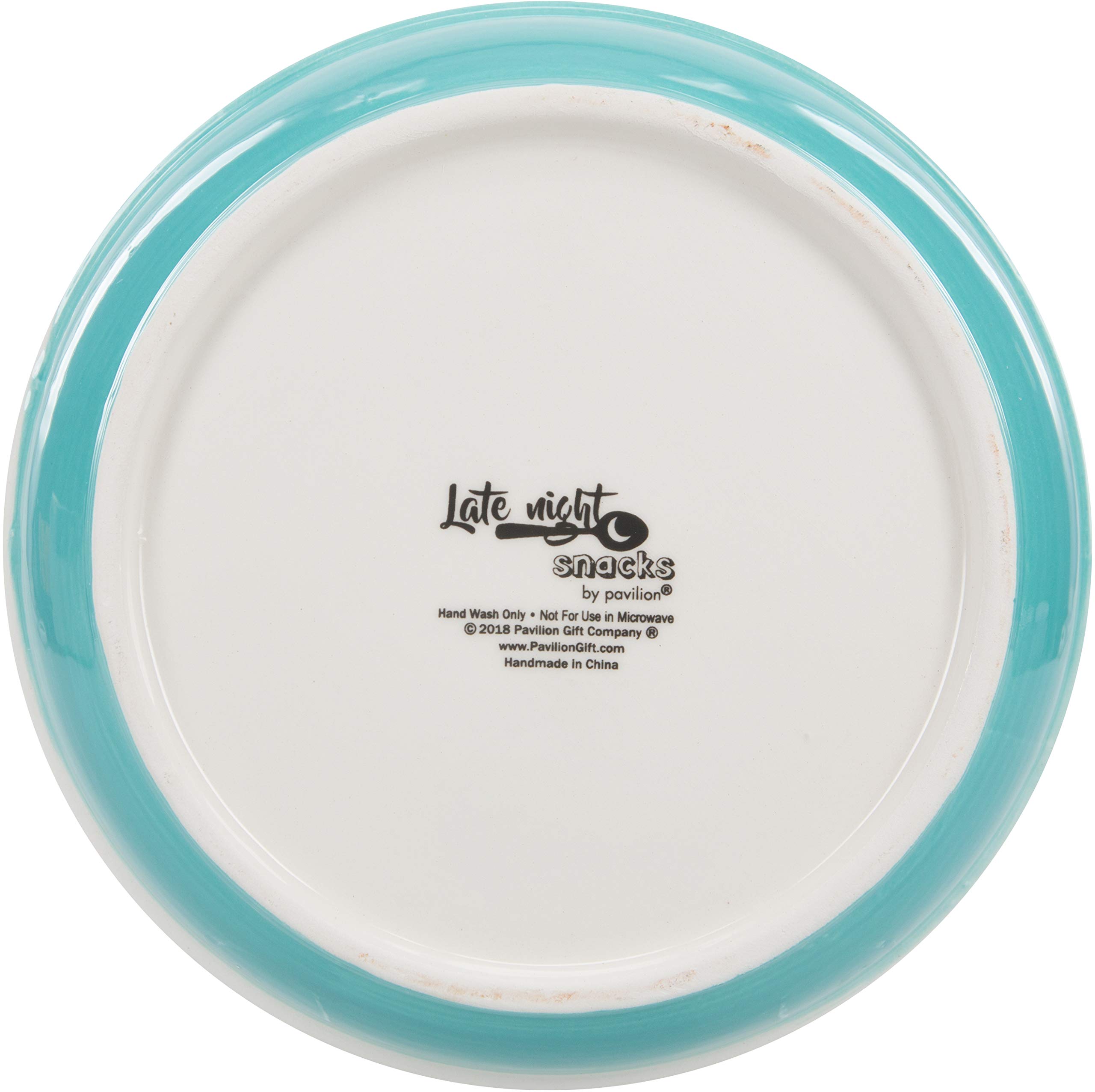 Pavilion Gift Company Pavilion-Chips & Dip-Patterned 6.25 Inch Teal Ceramic Snack Bowl, Blue