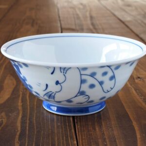 Japanese Cute Cat design 7.48 Inches Soup Ramen Noodle or Serving Bowl Buchi Bicolor