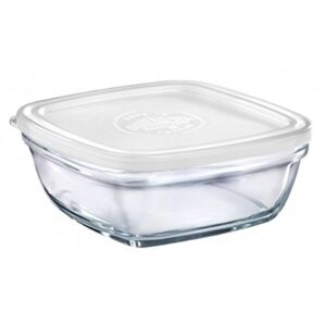 duralex - lys square stackable bowl with white lid 20-cm (8 1/8 in)