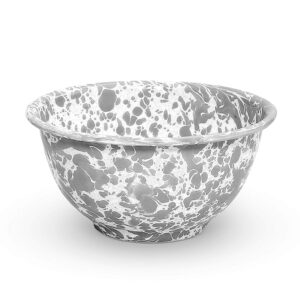 crow canyon home enamelware small rice bowl, 14 ounce, grey/white splatter (set of 4)