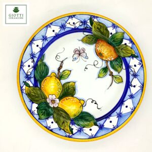 Italian Ceramic dinnerware set - Hand Painted kitchen Pasta Bowls sets for 4 - Made in ITALY Tuscany - Italian Pottery dinner plates - Home Decor Lemon Ischia Ceramics dishes set - Service For 4