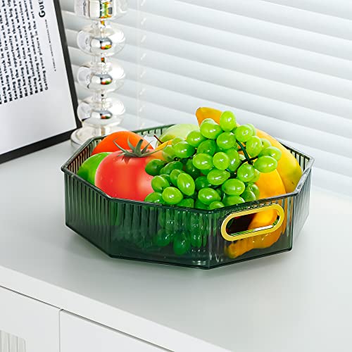 Pikanunu Fruit bowl Clear fruit bowl for kitchen counter fruit basket service bowl Fruit bowl, suitable for fruit and vegetables, jewelry, small items and other functional storage trays(green)