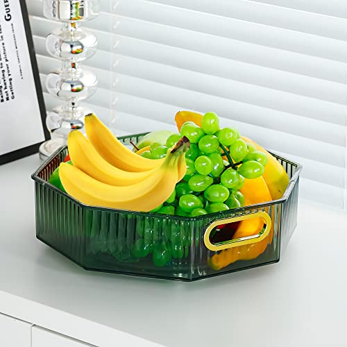 Pikanunu Fruit bowl Clear fruit bowl for kitchen counter fruit basket service bowl Fruit bowl, suitable for fruit and vegetables, jewelry, small items and other functional storage trays(green)