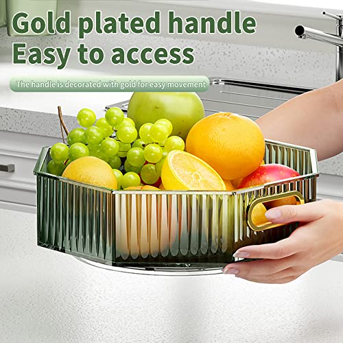 Pikanunu Fruit bowl Clear fruit bowl for kitchen counter fruit basket service bowl Fruit bowl, suitable for fruit and vegetables, jewelry, small items and other functional storage trays(green)