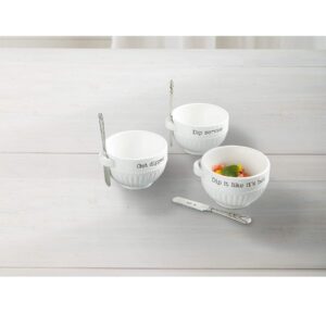 Mud Pie GET BOWL CUP SETS, dip 3" x 4 1/2" dia | spreader 5 1/2"