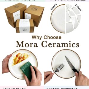 Mora Ceramic Dinner Plates, Salad Plates, Cereal Bowls Bundle. Microwave, Oven and Dishwasher Safe, Scratch Resistant, Modern Dinnerware - Assorted Colors