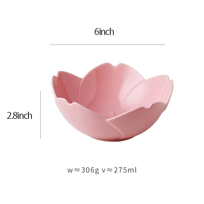 123Arts Ceramic Sakura Shape Soup Bowl Dessert Bowl Salad Bowl Cutlery,6inch