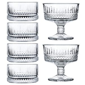 crystalia glass ice cream and serving bowls set, crystal dessert cups set of 2, kitchen prep bowls set of 4, great for ice cream, sundae, salad, sauce, dipping, dessert and side dishes,