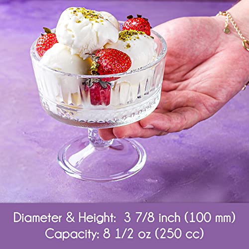 Crystalia Glass Ice Cream and Serving Bowls Set, Crystal Dessert Cups Set of 2, Kitchen Prep Bowls Set of 4, Great for Ice Cream, Sundae, Salad, Sauce, Dipping, Dessert and Side Dishes,