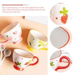 Luxshiny Soup Bowl Soup Bowl Soup Bowl 2pcs Ceramic Milk Mugs with Spoon Strawberry Breakfast Cup Mugs Coffee Cup Oatmeal Mugs For Latte Cappuccino Tea Cocoa Birthday Gifts Soup Mug Soup Mug Soup Mug