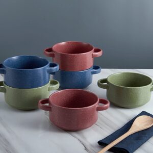 Pfaltzgraff Double Handled Bowls, Set Of 6, 26-Ounce, Multicolor