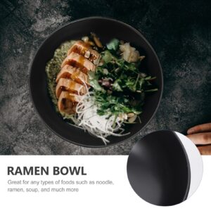 UPKOCH Plastic Utensils Ramen Bowl Melamine Noodle Bowls: 2Pcs Large Soup Bowls Food Serving Bowls for Cereal Salad Soup Pho Ramen Dessert Rice Noodle Pasta Black Plastic Cutlery