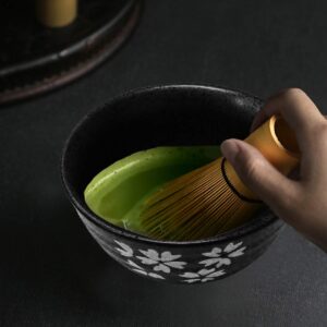 Artcome Japanese Style Ceramic Matcha Tea Bowls Rice, Soup, Cereal, Dessert Bowl Dishwasher & Microwave Safe Black