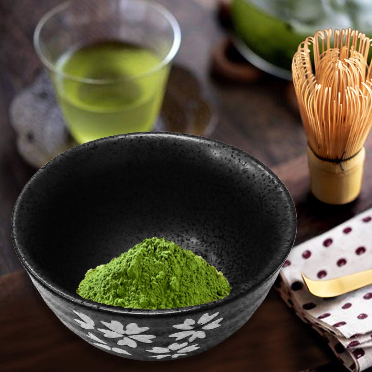 Artcome Japanese Style Ceramic Matcha Tea Bowls Rice, Soup, Cereal, Dessert Bowl Dishwasher & Microwave Safe Black