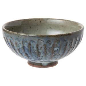 marui seitou mr-3-3489 shigaraki ware hechimon rice bowl, small, blue hagi carving, 4.5 inches (11.5 cm)