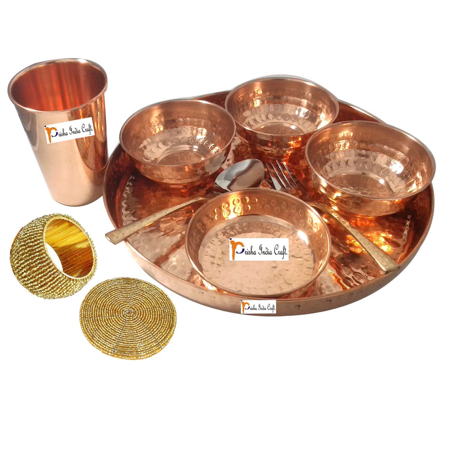 Dinnerware Pure Copper Thali Set Dia 12