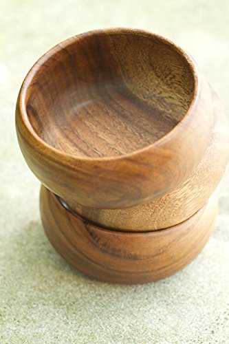 Pacific Merchants Trading Pacific Merchants Acaciaware 6- by 3-Inch Acacia Wood Round Calabash Serving / Salad Bowl, Set of 4,Brown