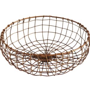 vintage handmade woven wrought iron mesh fruit basket bowl creative bronze snack plate tray holder stand round serving storage container (small(1pc))
