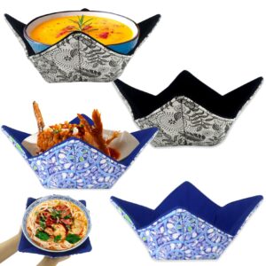 4pcs microwave bowl cozy huggers for food, safe dish holder heat resistant food warmer set for hot and cold bowls (color : gray)