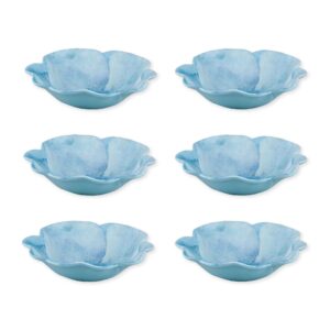 upware melamine dinner bowl set of 6, bpa-free dishwasher safe flower shaped bowls, dinnerware kitchen bowls for pasta, rice, soup, and salad, 8 inch bowls (sky blue)