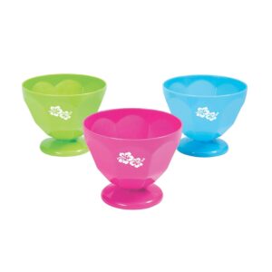 fun express 12 pieces ice cream bowls, bpa free plastic, summer party supplies, multi-color