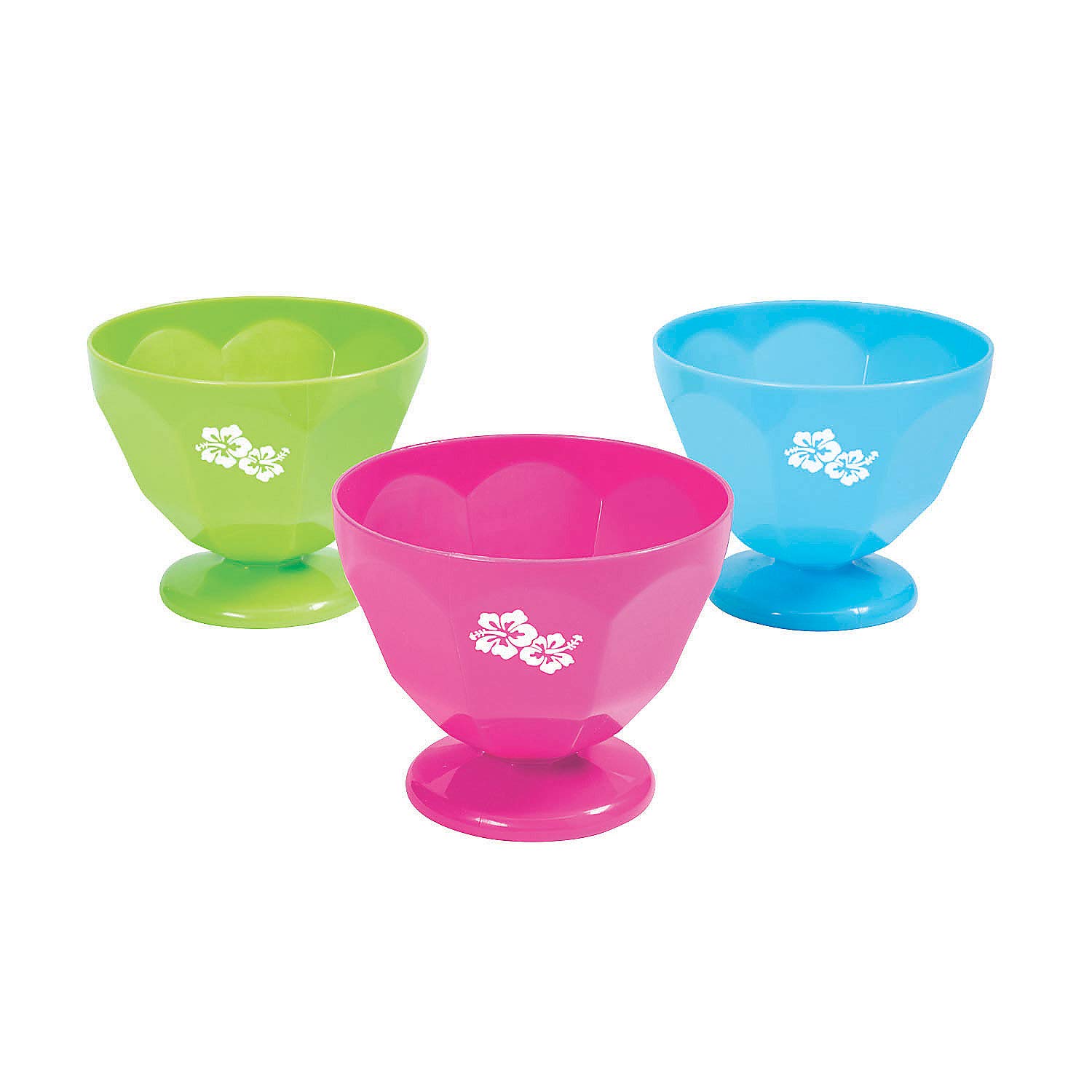 Fun Express 12 Pieces Ice Cream Bowls, BPA Free Plastic, Summer Party Supplies, Multi-Color