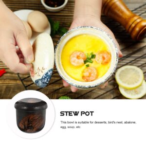 Hemoton 2 pcs Japanese Miso Soup Bowl with Lid Chawanmushi Cups Traditional Ceramic Ramen Bowl Lacquer Bowl Kitchen Rice Bowl Serving Bowls for Home Kitchen Brown