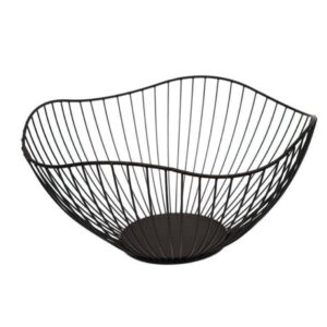 curckua fruit basket metal bowl iron wire snack storage vegetable holder wave shape for kitchen countertop.