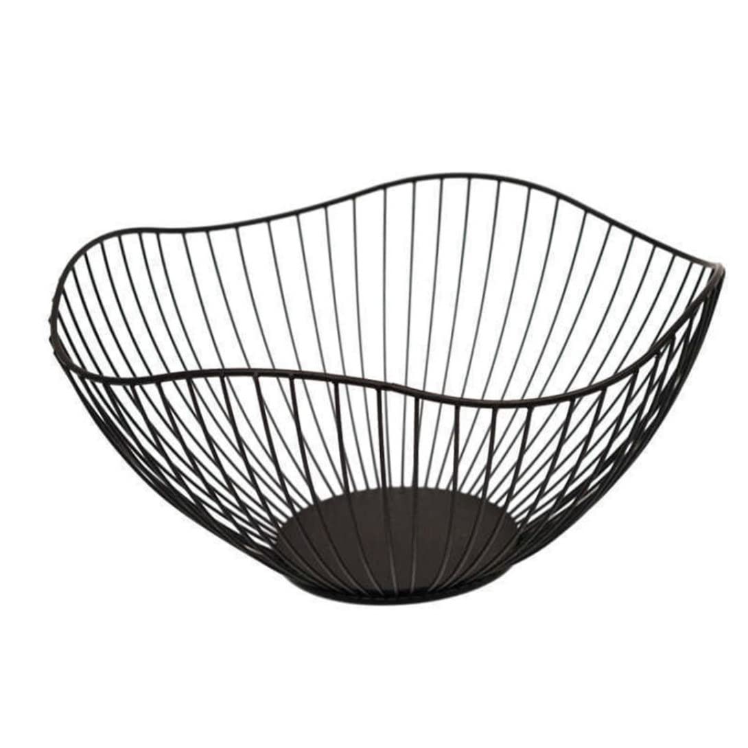 CurcKua Fruit Basket Metal Bowl Iron Wire Snack Storage Vegetable Holder Wave Shape for Kitchen Countertop.