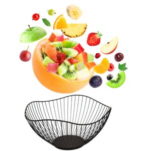 CurcKua Fruit Basket Metal Bowl Iron Wire Snack Storage Vegetable Holder Wave Shape for Kitchen Countertop.