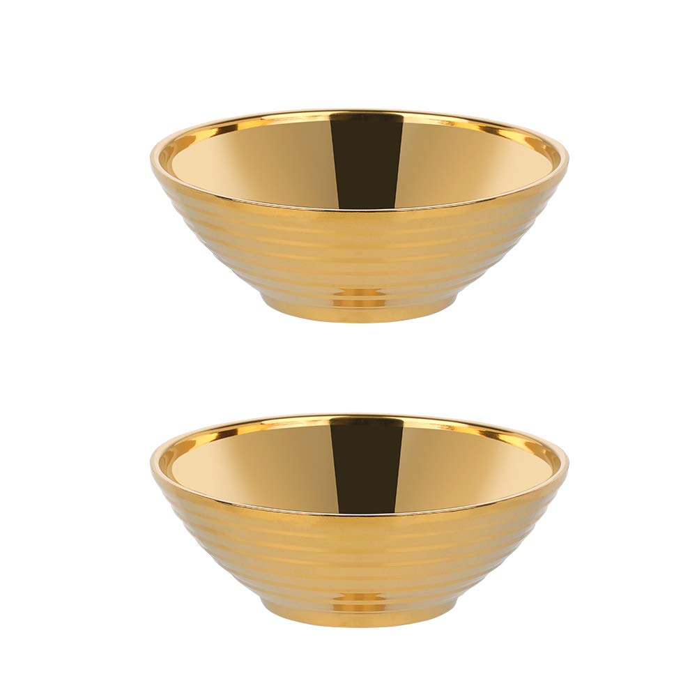 Buyer Star Gold Ramen Noodle Soup Bowl,2 PCS Double Layer 18/8 Stainless Steel Bowl(7.09 inch)