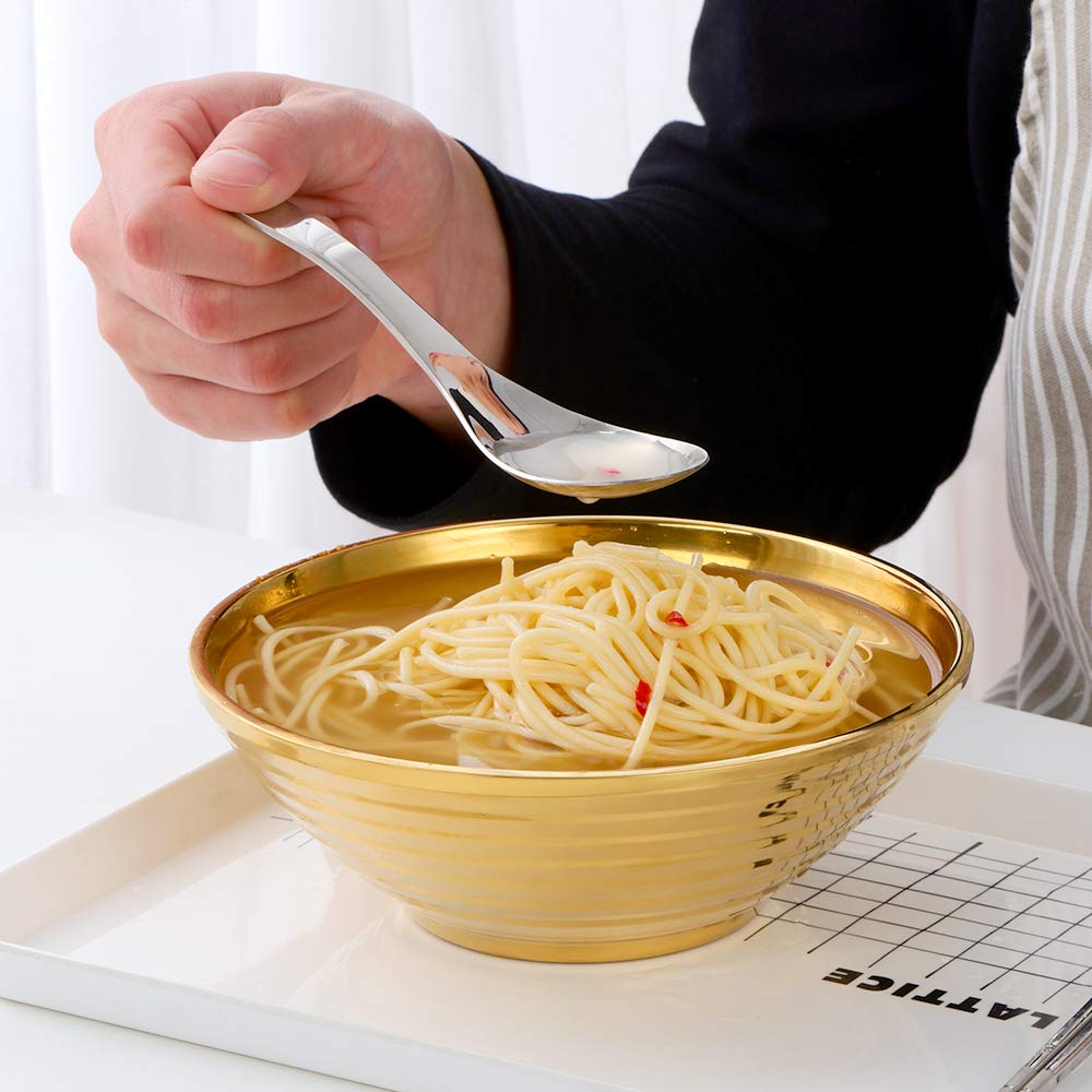 Buyer Star Gold Ramen Noodle Soup Bowl,2 PCS Double Layer 18/8 Stainless Steel Bowl(7.09 inch)