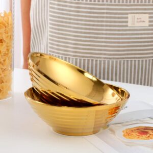 Buyer Star Gold Ramen Noodle Soup Bowl,2 PCS Double Layer 18/8 Stainless Steel Bowl(7.09 inch)