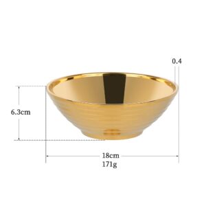 Buyer Star Gold Ramen Noodle Soup Bowl,2 PCS Double Layer 18/8 Stainless Steel Bowl(7.09 inch)