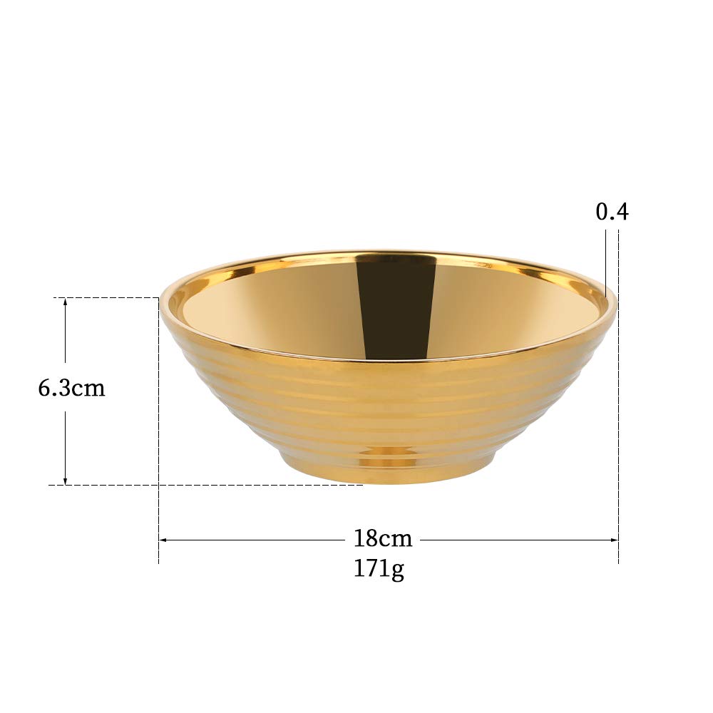 Buyer Star Gold Ramen Noodle Soup Bowl,2 PCS Double Layer 18/8 Stainless Steel Bowl(7.09 inch)