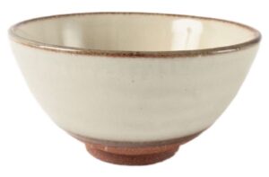 mino ware japanese pottery rice bowl matte white with brown edge made in japan (japan import) ksc009