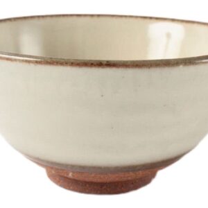 Mino ware Japanese Pottery Rice Bowl Matte White with Brown Edge made in Japan (Japan Import) KSC009