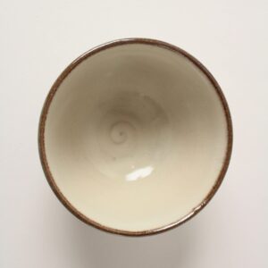 Mino ware Japanese Pottery Rice Bowl Matte White with Brown Edge made in Japan (Japan Import) KSC009