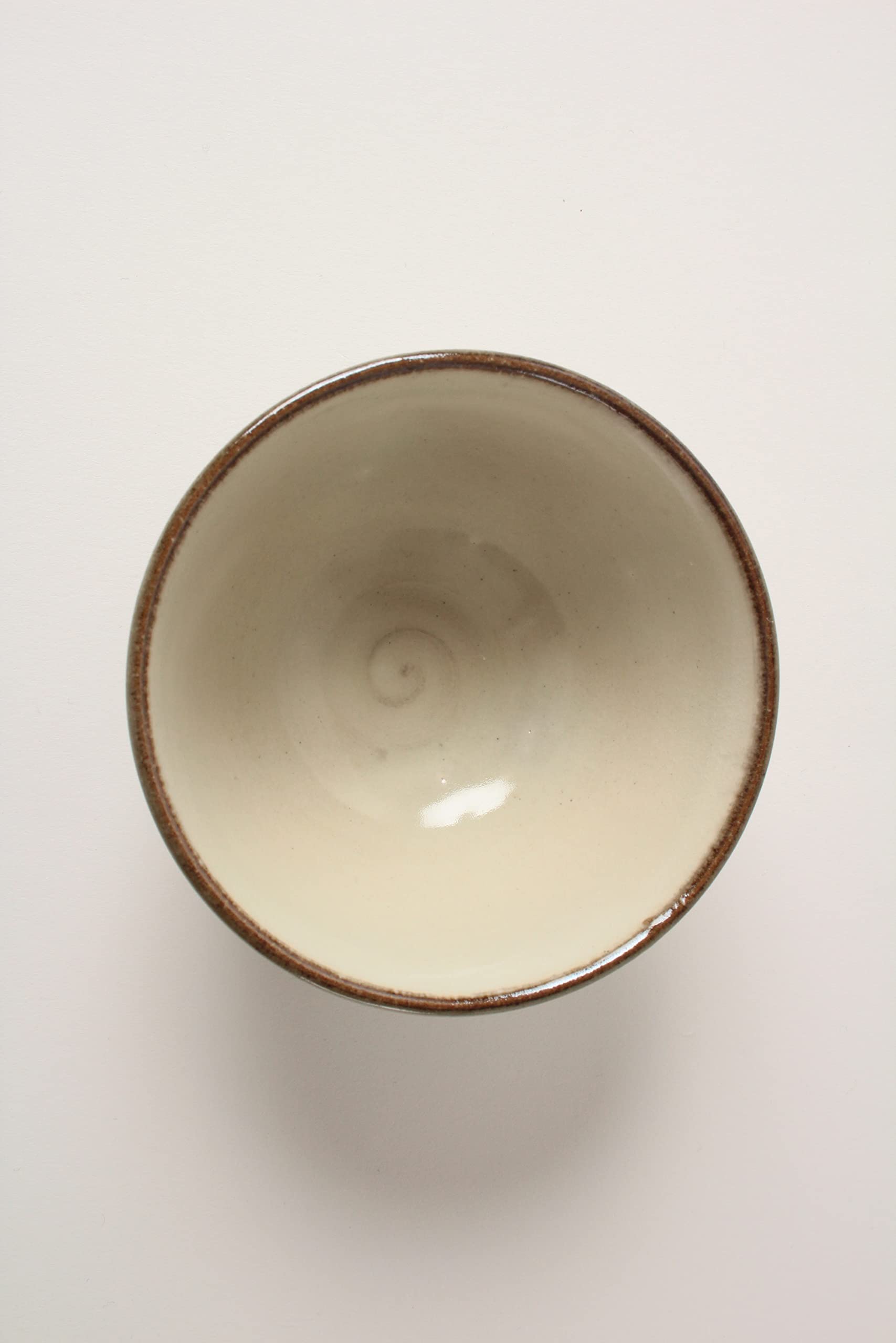 Mino ware Japanese Pottery Rice Bowl Matte White with Brown Edge made in Japan (Japan Import) KSC009