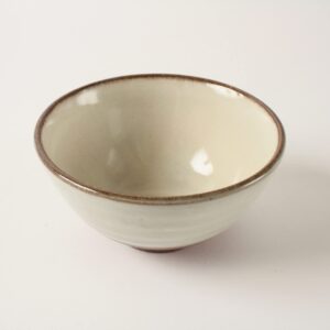 Mino ware Japanese Pottery Rice Bowl Matte White with Brown Edge made in Japan (Japan Import) KSC009