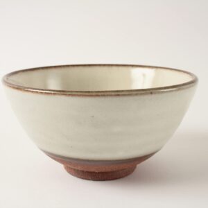 Mino ware Japanese Pottery Rice Bowl Matte White with Brown Edge made in Japan (Japan Import) KSC009