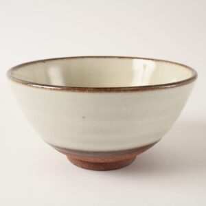 Mino ware Japanese Pottery Rice Bowl Matte White with Brown Edge made in Japan (Japan Import) KSC009