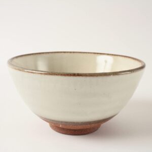 Mino ware Japanese Pottery Rice Bowl Matte White with Brown Edge made in Japan (Japan Import) KSC009