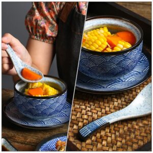 Hemoton Ramen Noodle Bowl Decorative Bowl Noodle Bowl 1 Set of Japanese Style Soup Bowl Covered Soup Bowl Multi-function Soup Bowl with Spoon Decorative Bowl Utensil Set