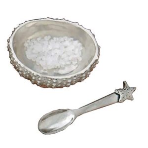 basic spirit salt bowl with spoon - sea urchin - pewter cellar container box for salt, spices, snacks, rice, side dishes, or ice cream