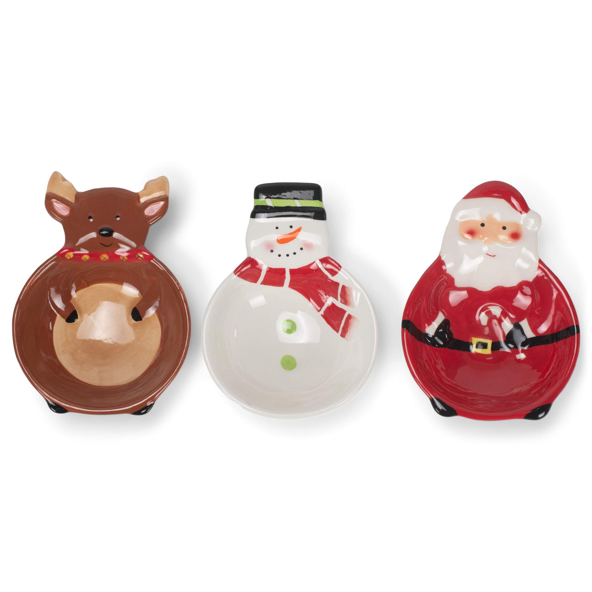 Snowman Reindeer Santa Christmas Character 4.75 Dolomite Ceramic Bowl Set of 3