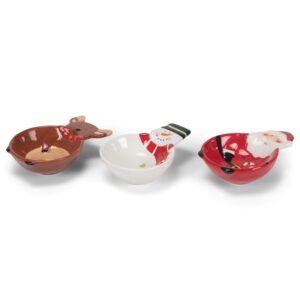 Snowman Reindeer Santa Christmas Character 4.75 Dolomite Ceramic Bowl Set of 3
